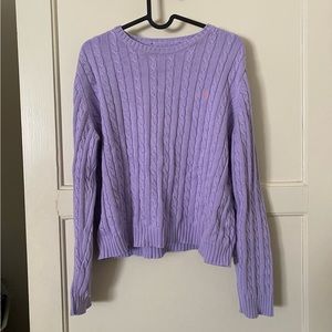 Authentic Ralph Lauren Light Purple Cable Knit Sweater